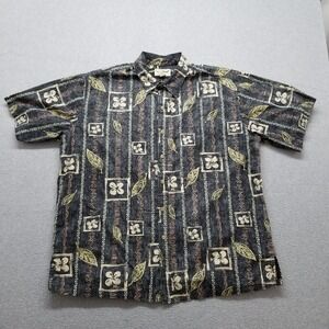 Cooke Street Shirt‎ Mens 2XL Gray Floral Hawaiian Button Up Short Sleeve Pocket